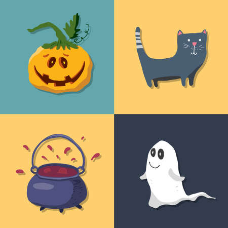 Halloween icons set, design elements, vector illustration.のイラスト素材
