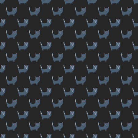 Cute cat seamless pattern. Cartoon cats background design, vector illustrationのイラスト素材
