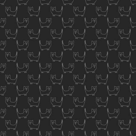 Cute cat seamless pattern. Cartoon cats background design, vector illustrationのイラスト素材