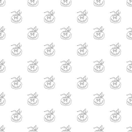 Halloween pumpkin seamless pattern. Cute cartoon pumpkins, holiday background design, vector illustration.のイラスト素材