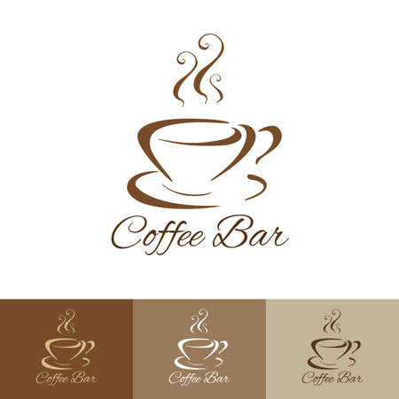 Coffee shop logo design template retro style. Vintage Design for Logotype, Label, Badge and brand design. Hand drawn coffee cup vector illustration.のイラスト素材