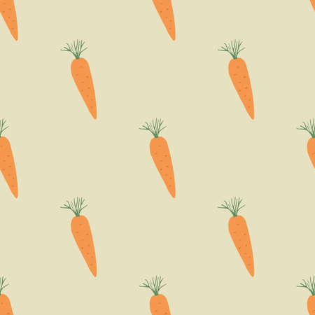Carrot Vegetables seamless pattern. Vegetarian healthy bio food background, Vegan organic eco products. Vector illustration.のイラスト素材