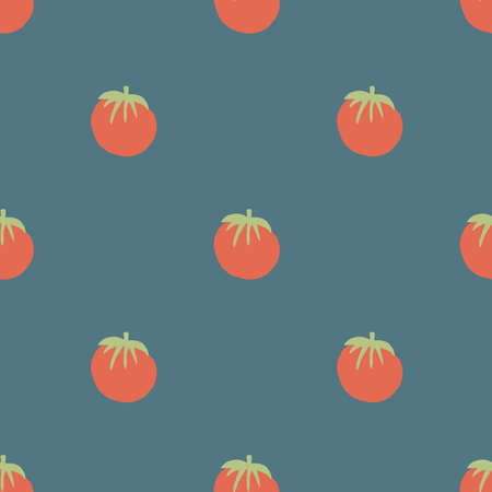 Tomato Vegetables seamless pattern. Vegetarian healthy bio food background, Vegan organic eco products. Vector illustration.のイラスト素材