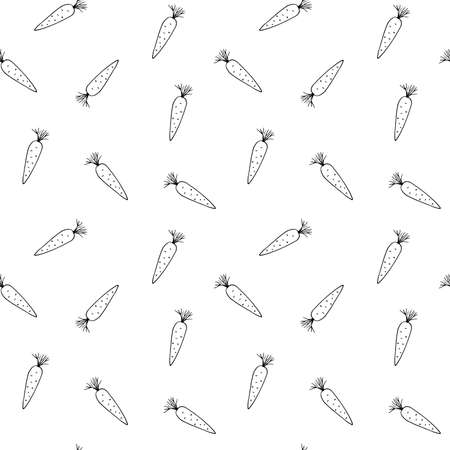 Carrot Vegetables seamless pattern. Vegetarian healthy bio food background, Vegan organic eco products. Vector illustration.のイラスト素材