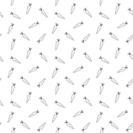 Carrot Vegetables seamless pattern. Vegetarian healthy bio food background, Vegan organic eco products. Vector illustration.のイラスト素材