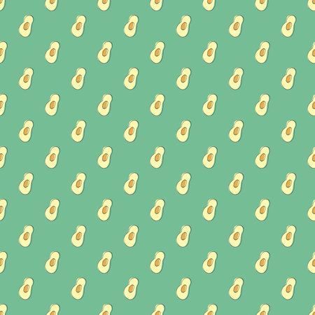 Avocado Vegetables seamless pattern. Vegetarian healthy bio food background, Vegan organic eco products. Vector illustration.のイラスト素材