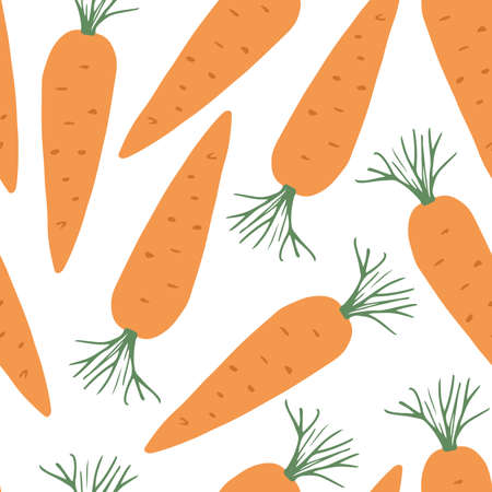 Carrot Vegetables seamless pattern. Vegetarian healthy bio food background, Vegan organic eco...