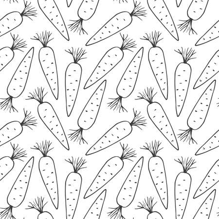 Carrot Vegetables seamless pattern. Vegetarian healthy bio food background, Vegan organic eco products. Vector illustration.のイラスト素材