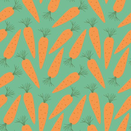 Carrot Vegetables seamless pattern. Vegetarian healthy bio food background, Vegan organic eco...