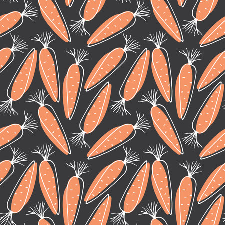 Carrot Vegetables seamless pattern. Vegetarian healthy bio food background, Vegan organic eco...