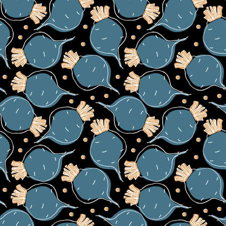 Beetroot Vegetables seamless pattern. Vegetarian healthy bio food background, Vegan organic eco products. Vector illustration.のイラスト素材