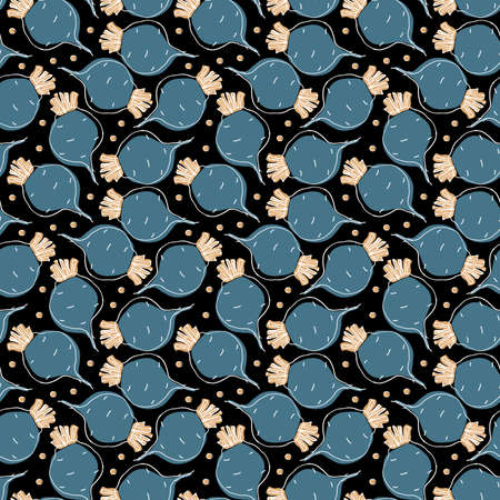 Beetroot Vegetables seamless pattern. Vegetarian healthy bio food background, Vegan organic eco products. Vector illustration.のイラスト素材