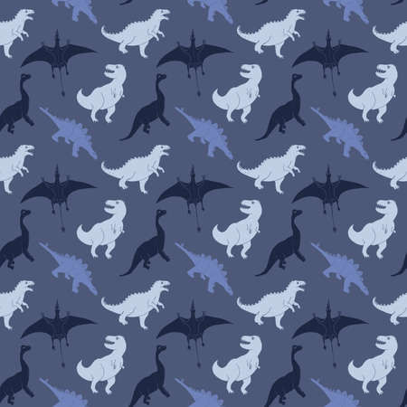 Dino Seamless Pattern, Cute Cartoon Dinosaurs Doodles Vector Illustration.のイラスト素材