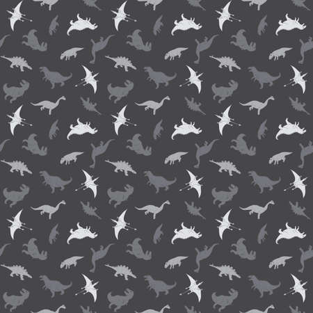 Dino Seamless Pattern, Cute Cartoon Dinosaurs Doodles Vector Illustration.のイラスト素材