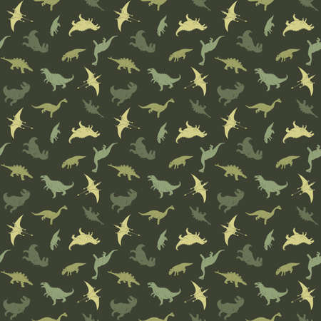 Dino Seamless Pattern, Cute Cartoon Dinosaurs Doodles Vector Illustration.のイラスト素材