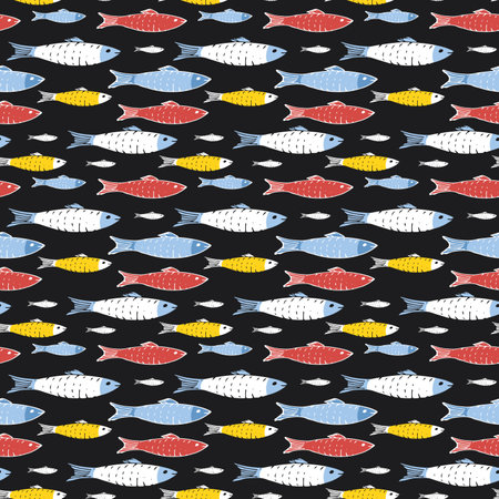 Fish Seamless pattern. Fish Cartoon doodle, Vector illustration.のイラスト素材