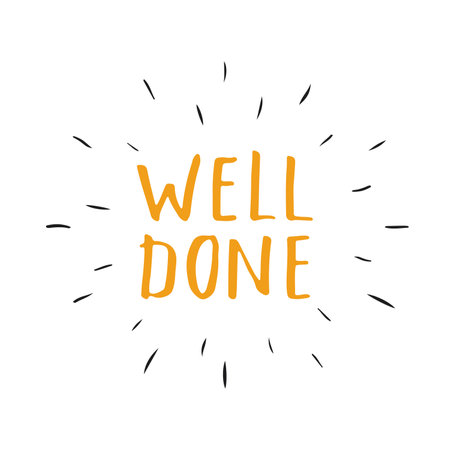 Well Done lettering sign, Congratulations message, calligraphic text. Vector illustration.のイラスト素材