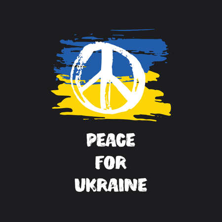 Pray for Ukraine. concept of praying for peace in Ukraine with blue and yellow flag. Vector illustration.のイラスト素材