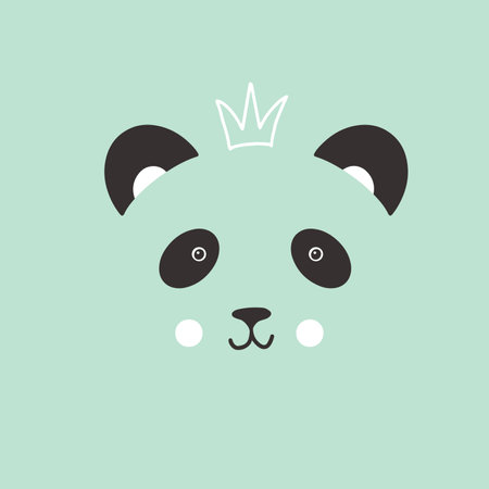Cute Panda face. Cartoon animal simple portrait, vector illustration.のイラスト素材