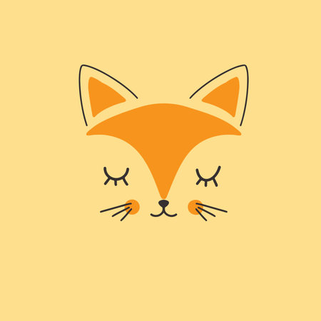 Cute Fox face. Cartoon animal simple portrait, vector illustration.