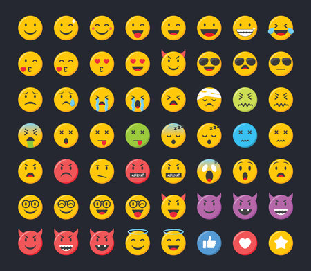 Emoji icons set. Emoticons collection vector illustration.のイラスト素材