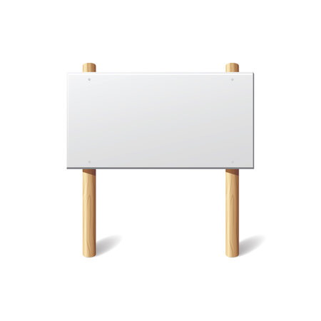 Blank signboard. Empty signage banner. White sign template, vector illustration.のイラスト素材