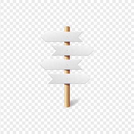 Blank signboard. Empty signage banner. White sign template, vector illustration.のイラスト素材