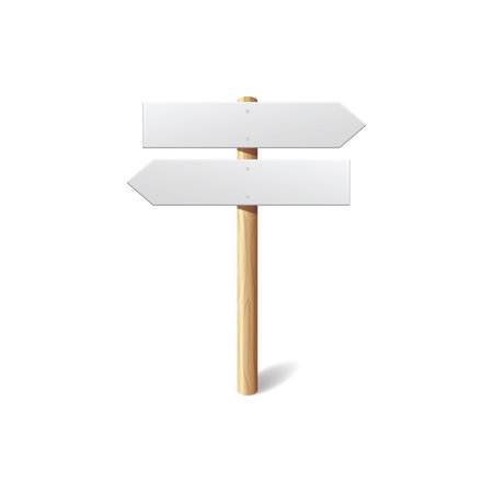 Blank signboard. Empty signage banner. White sign template, vector illustration.のイラスト素材