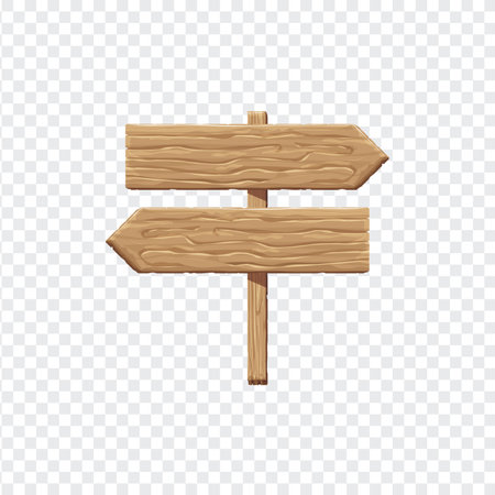 Wood sign. Empty wooden signboard template, vector illustration.のイラスト素材