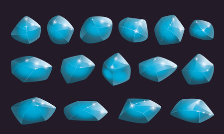 Crystals and natural minerals collection. Cartoon Magic Gemstones set. Game assets. vector illustration.のイラスト素材