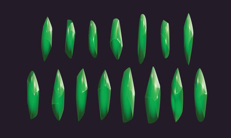 Crystals and natural minerals collection. Cartoon Magic Gemstones set. Game assets. vector illustration.のイラスト素材