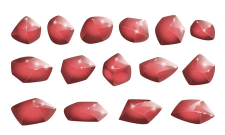 Crystals and natural minerals collection. Cartoon Magic Gemstones set. Game assets. vector illustration.のイラスト素材
