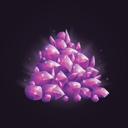 Crystals and natural minerals. Cartoon Magic Gemstones. Game assets. vector illustration.のイラスト素材