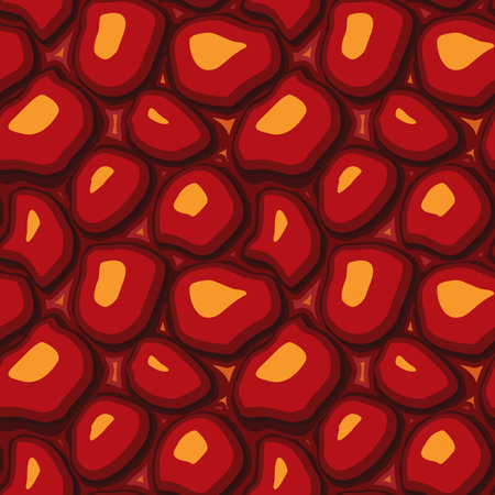 Cartoon game texture, lava surface seamless pattern. Game asset walls and environment background.のイラスト素材
