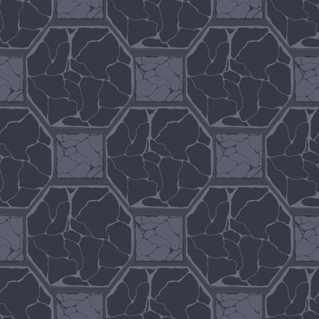 Cartoon game texture, rocks and ground surface seamless pattern. Game asset wall and environment background.のイラスト素材