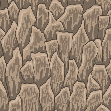 Cartoon game texture, rocks, dirt and ground surface seamless pattern. Game asset wall and environment background.のイラスト素材