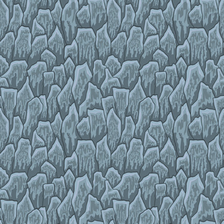Cartoon game texture, rocks, dirt and ground surface seamless pattern. Game asset wall and environment background.のイラスト素材