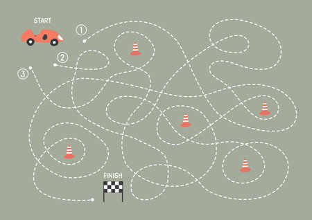 Labyrinth, Maze game for children. Logical puzzle for kids. Quest to find the right path for a hedgehog to the forest. Vector illustration A4 - ready to print format.のイラスト素材