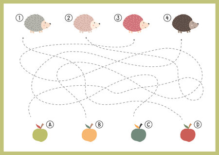 Education, trace the lines, game for children. Writing exercises. Handwriting practice worksheet. Vector illustration. A4 - ready to print format.のイラスト素材