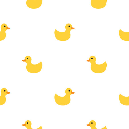 Cute rubber duck Seamless Pattern, Cartoon ducks Background vector Illustrationのイラスト素材
