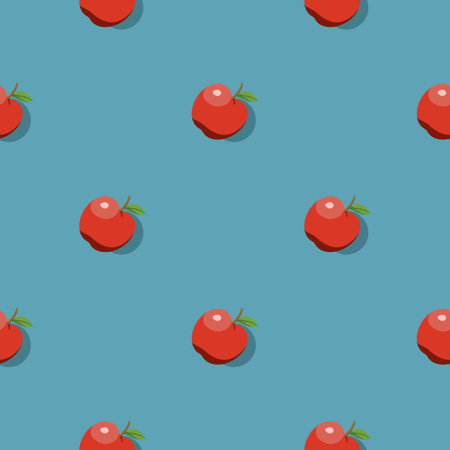 Apple seamless pattern. Vegan organic eco fruit background. vector illustration.のイラスト素材