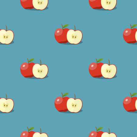 Apple seamless pattern. Vegan organic eco fruit background. vector illustration.のイラスト素材