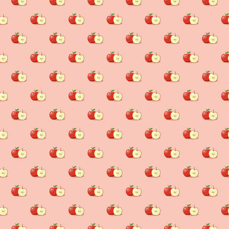 Apple seamless pattern. Vegan organic eco fruit background. vector illustration.のイラスト素材