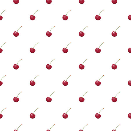Cherry seamless pattern. Vegan organic eco fruit background. vector illustration.のイラスト素材