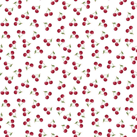 Cherry seamless pattern. Vegan organic eco fruit background. vector illustration.のイラスト素材