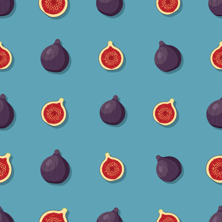 Fig seamless pattern. Vegan organic eco fruit background. vector illustration.のイラスト素材