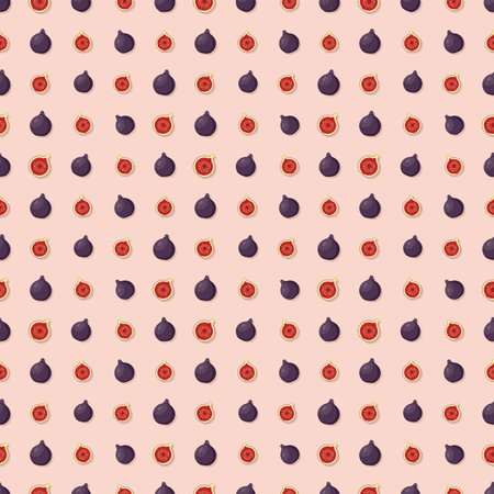 Fig seamless pattern. Vegan organic eco fruit background. vector illustration.のイラスト素材