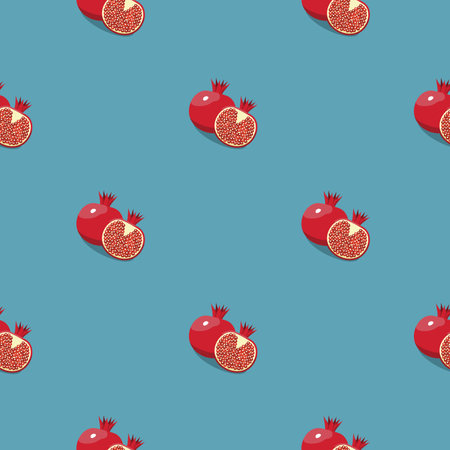 Pomegranate seamless pattern. Vegan organic eco fruit background. vector illustration.のイラスト素材
