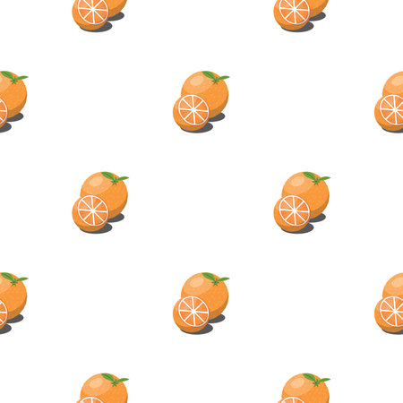 Orange fruit seamless pattern. Vegan organic eco product background. vector illustrationのイラスト素材
