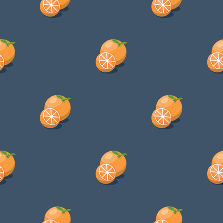 Orange fruit seamless pattern. Vegan organic eco product background. vector illustrationのイラスト素材
